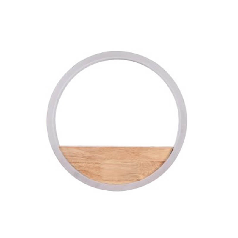 Skorter | Lumoshelf LED Wall Light | Solid Wood with Shelf | Round Wall Lamp | Warm & White Light