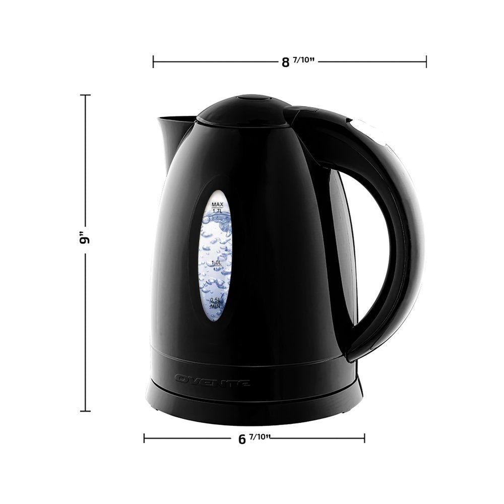 Skorter | Electric Kettle Hot Water Boiler 1.7 Liter - BPA Free Quick Boiling Cordless Hot Water Boiler - Automatic Shut Off Instant Kettle for Coffee & Tea Pot - Black KP72B