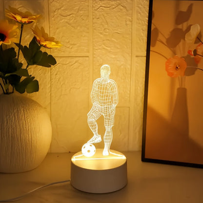 Skorter | SportGlow - 3D Football Player Illusion LED Table Lamp with Acrylic Dome