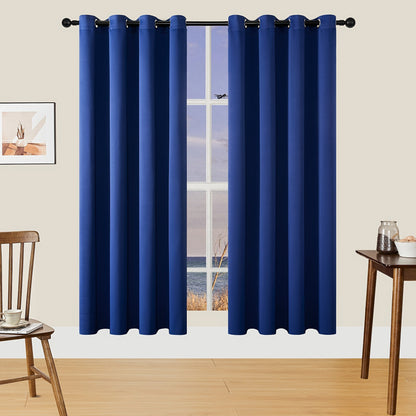 Skorter | Blackout Curtains - 2 Pieces Modern Polyester Curtains with Thermal Insulation and Rings