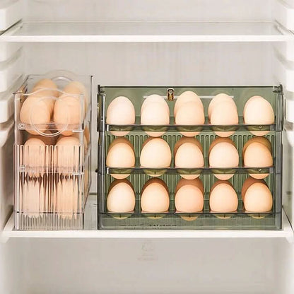 Skorter | Clear Egg Organizer – Space-Saving Rolling Fridge Storage