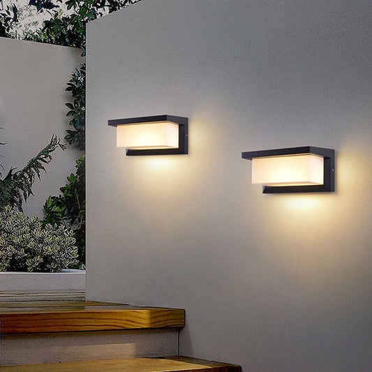 Skorter | Modern Minimalist Solar Rectangle PC LED Outdoor Wall Light Lamp For Outdoor Patio