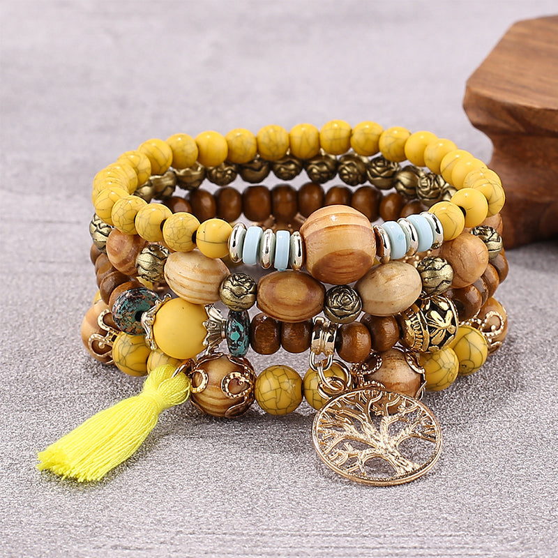 Skorter | Boho Multilayer Wooden Bead Bracelet