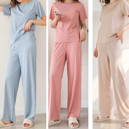 Skorter | Comfortable Ice Silk Short Sleeve T-Shirt Two Piece Set