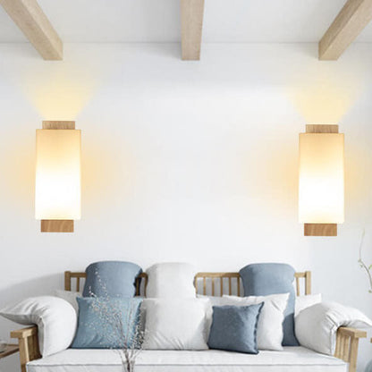 Skorter | Modern minimalist solid wood square glass column 1-light wall sconces lamp