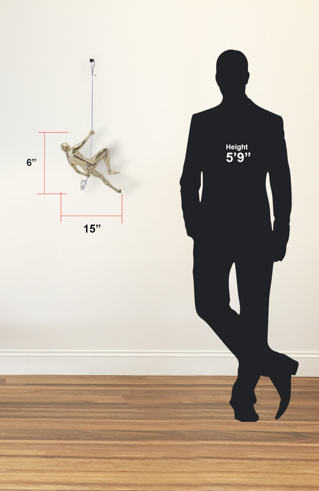 Skorter | Climbing Man 15" Wall Sculpture // Gold