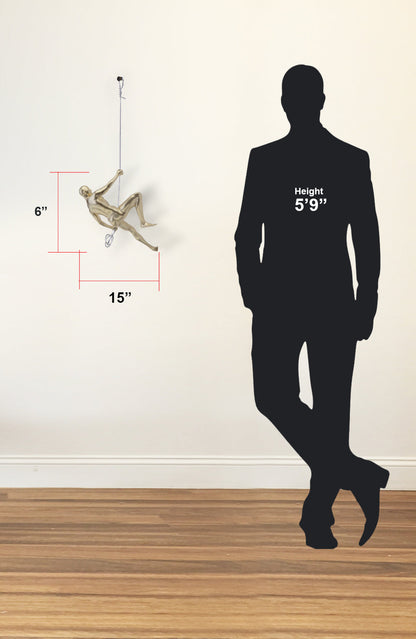 Skorter | Climbing Man 15" Wall Sculpture // Gold