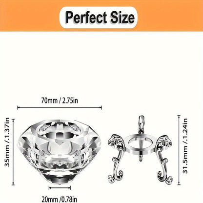 Skorter | 2-piece set with transparent crystal candle holders - European style, romantic diamond candle holders with metal ring base