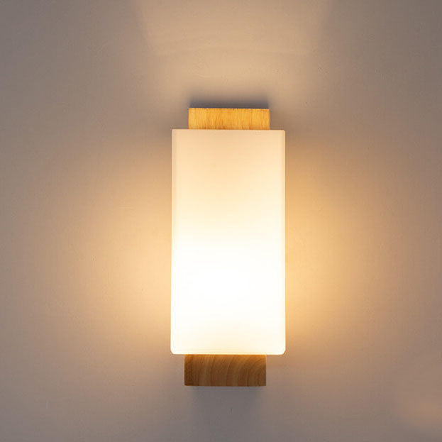 Skorter | Modern minimalist solid wood square glass column 1-light wall sconces lamp