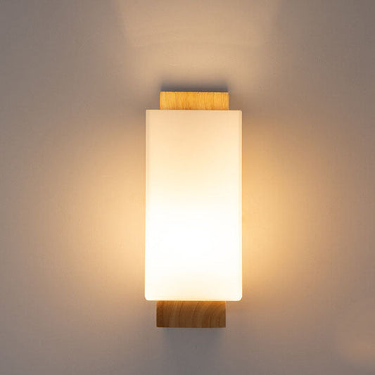 Skorter | Modern minimalist solid wood square glass column 1-light wall sconces lamp