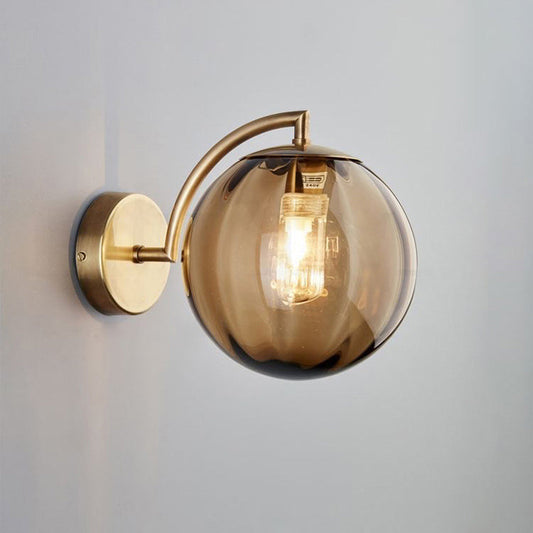 Skorter | Contemporary Scandinavian Round Ball Iron Glass 1-Light Wall Lamp for Living Room