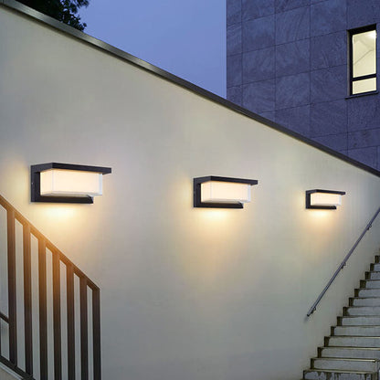 Skorter | Modern Minimalist Solar Rectangle PC LED Outdoor Wall Light Lamp For Outdoor Patio