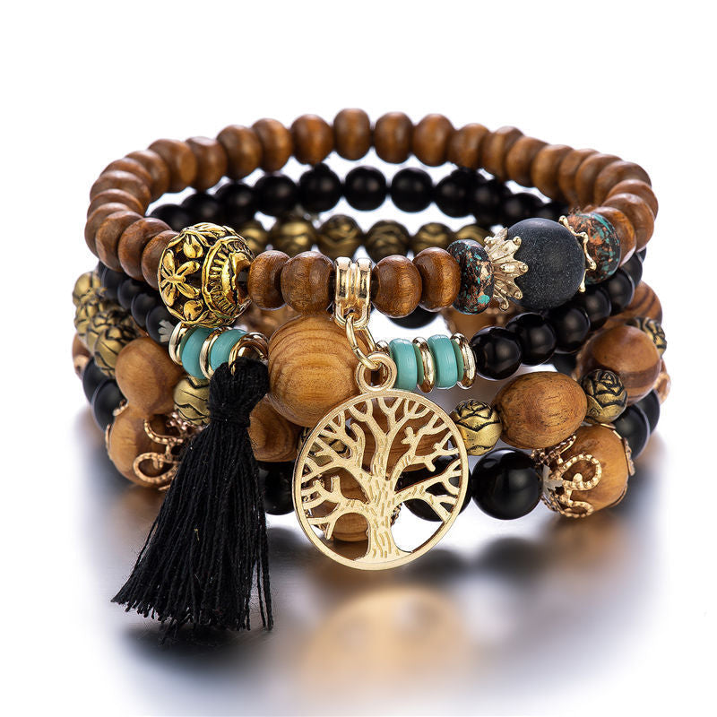 Skorter | Boho Multilayer Wooden Bead Bracelet