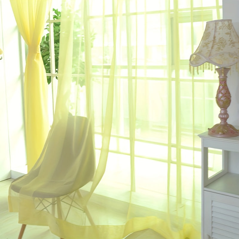 Skorter | 2 pcs Flower Voile Curtains - 200cm x 100cm Sheer Window Panels with Eyelets, Lightweight & Washable