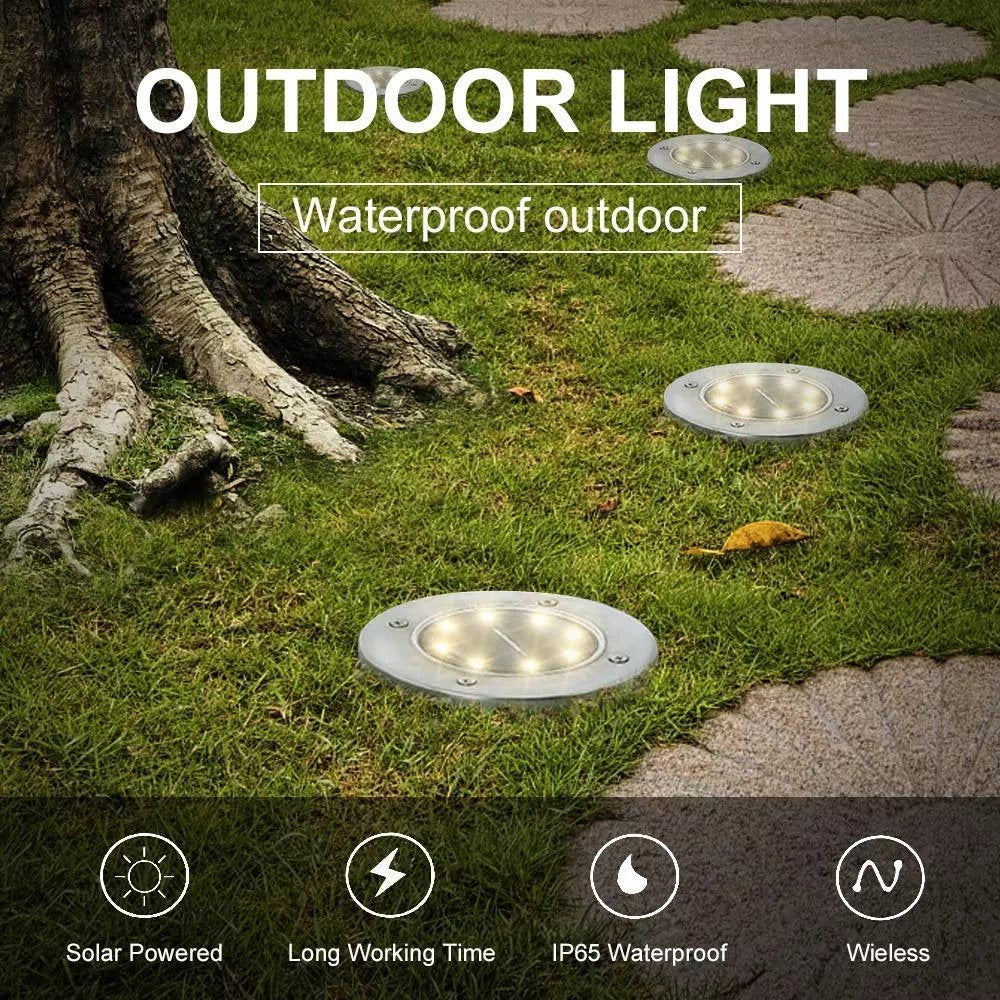 Skørter | 4 Pack Solar Lights 8 LED Solar Lights Outdoor Solar-Powered Garden Lights Waterproof Recessed Lights for Patio Path Garden Lawn Courtyard Driveway Patio Walkway