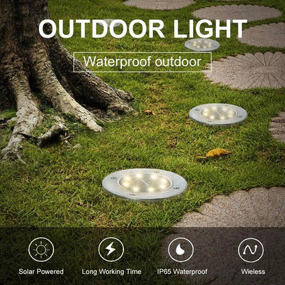 Skørter | 4 Pack Solar Lights 8 LED Solar Lights Outdoor Solar-Powered Garden Lights Waterproof Recessed Lights for Patio Path Garden Lawn Courtyard Driveway Patio Walkway