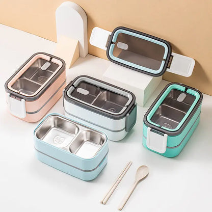 Skorter | 2-layer stainless steel Bento lunch box with locking lid
