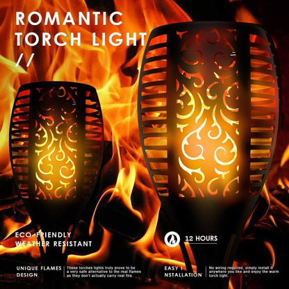 Skørter | 4 Pack Solar Torch Lights with Flickering Flame Outdoor, Waterproof Dancing Flickering Torch Lights, LED Outdoor Landscape Decorative Lights for Garden Terrace Pathway, Automatic On/Off Dusk to Dawn