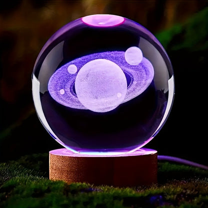 Skorter | LumiSphere - 3D Crystals Ball LED Night Lamp with Wooden Base