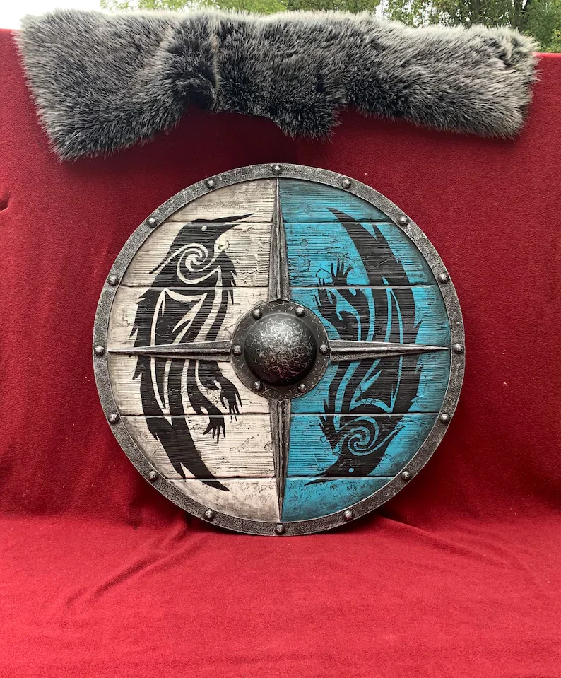 Skorter | Eivor Valhalla Raven Battle Damaged Viking Wooden Shield 30CM