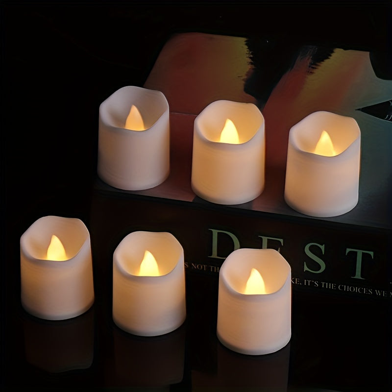Skorter | 24/50/100 Pack Flameless LED Candles – Battery Operated Flickering Tealights, Smokeless and Romantic for Weddings and Proposals