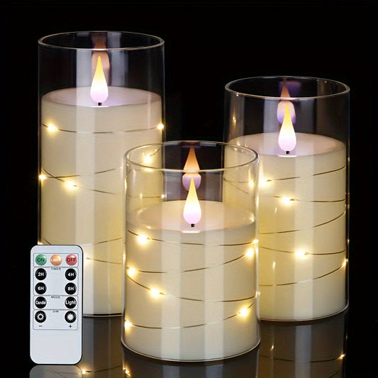 Skorter | 3-piece Romantic LED lights with Remote Control - Adjustable Brightness and Timer Function, Ideal for Parties, Weddings and Hotel Decoration
