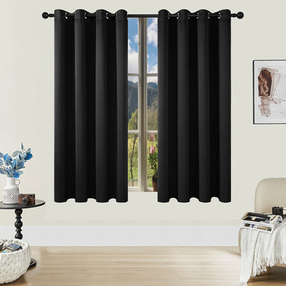 Skorter | Blackout Curtains - 2 Pieces Modern Polyester Curtains with Thermal Insulation and Rings