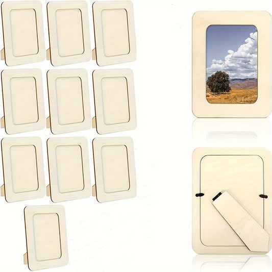Skorter | 10 pcs Picture Frame - Wood DIY Handmade Picture Frames 15.24 cm - For Living Room, Office, Valentine's Day, New Year and Easter Gift