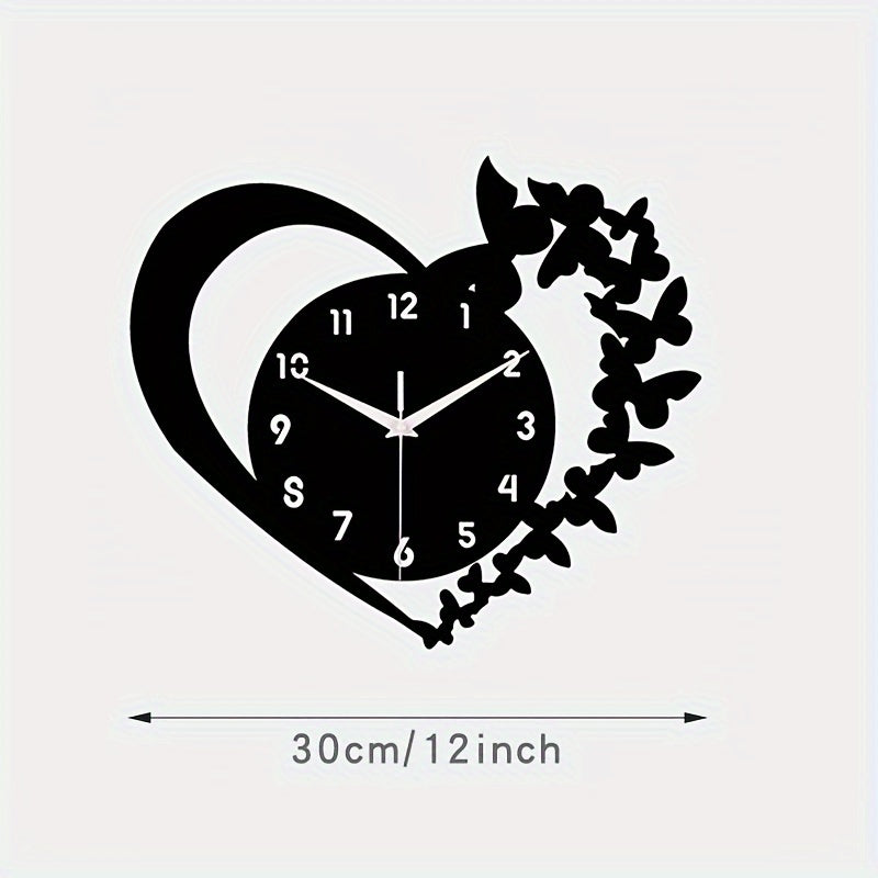 Skorter | Silent Heart-Shaped Acrylic Wall Clock - Frameless Love Design for Living Room, Bedroom & Office