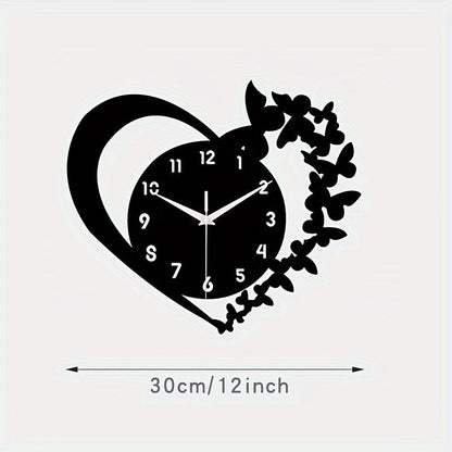 Skorter | Silent Heart-Shaped Acrylic Wall Clock - Frameless Love Design for Living Room, Bedroom & Office