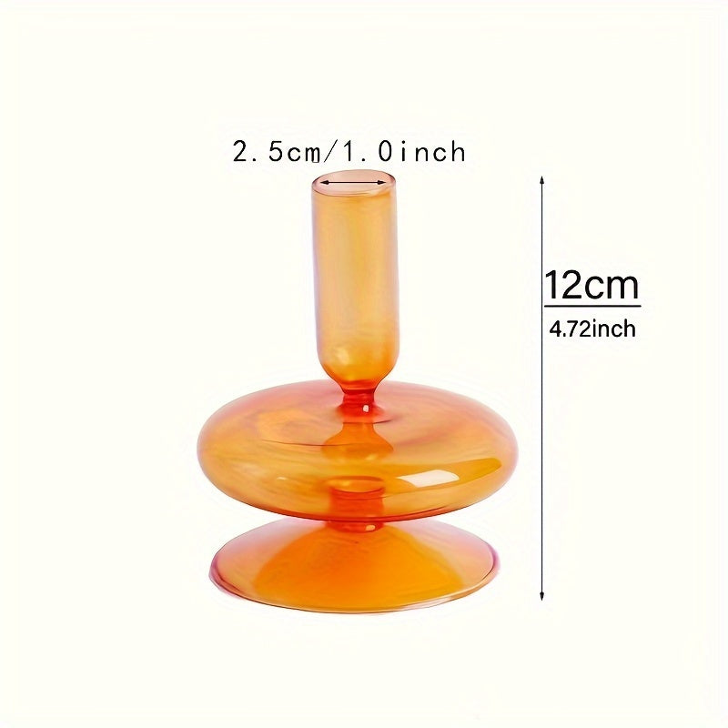 Skorter | 1pc Creative and Minimalist Glass Candle Holder Set - Lacquered Glass Vase Table Decoration for Living Room, Dining Table and Romantic Dinner