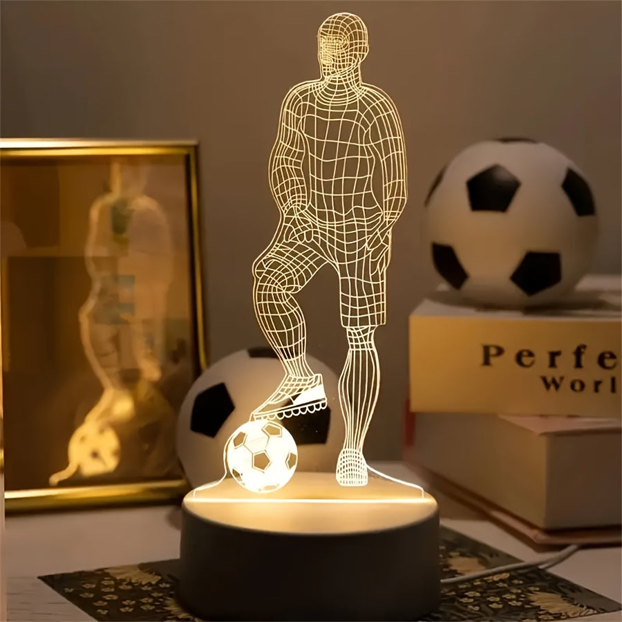 Skorter | SportGlow - 3D Football Player Illusion LED Table Lamp with Acrylic Dome