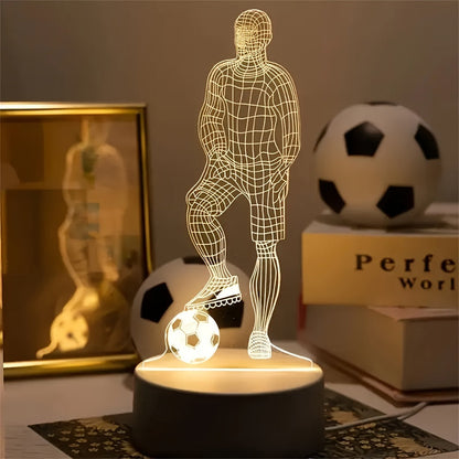 Skorter | SportGlow - 3D Football Player Illusion LED Table Lamp with Acrylic Dome