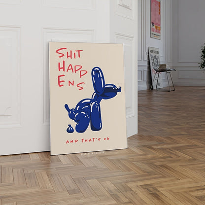 Skorter | 1 Piece Frame-free Modern Canvas Poster - Inspirational Blue & Red Typography, Balloon Dog Print Wall Decoration