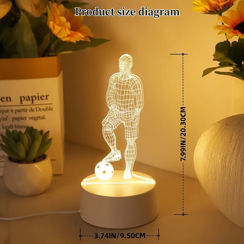 Skorter | SportGlow - 3D Football Player Illusion LED Table Lamp with Acrylic Dome