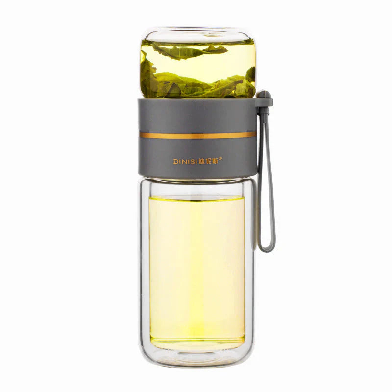 Skorter | Double-walled glass bottle with tea strainer and infuser