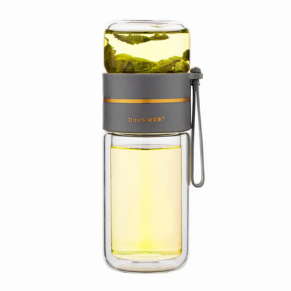 Skorter | Double-walled glass bottle with tea strainer and infuser