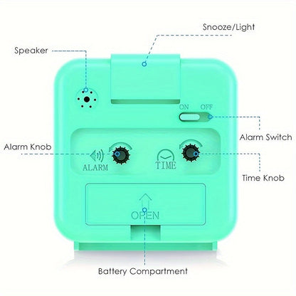 Skorter | TimeEase - Silent Rectangular Alarm Clock with Luminous Hands