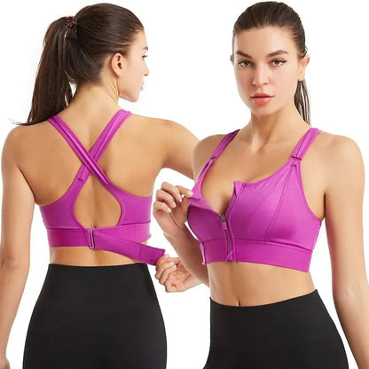 Skorter | Wireless Support Super Tight Impact Resistant Zip Sports Bra