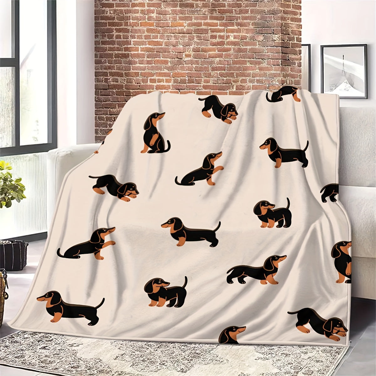 Skorter | Dachshund Flannel Blanket – Soft, Light and Cozy Dog Fan Blanket for Bedroom, Sofa or Living Room