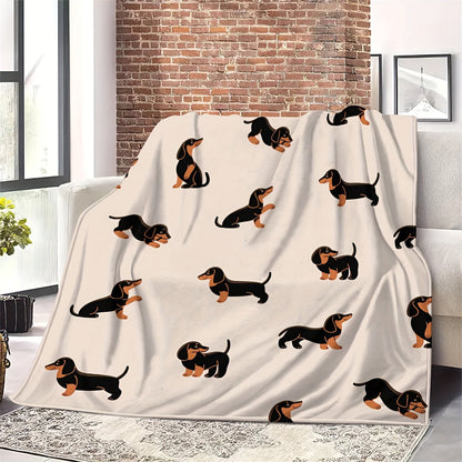 Skorter | Dachshund Flannel Blanket – Soft, Light and Cozy Dog Fan Blanket for Bedroom, Sofa or Living Room