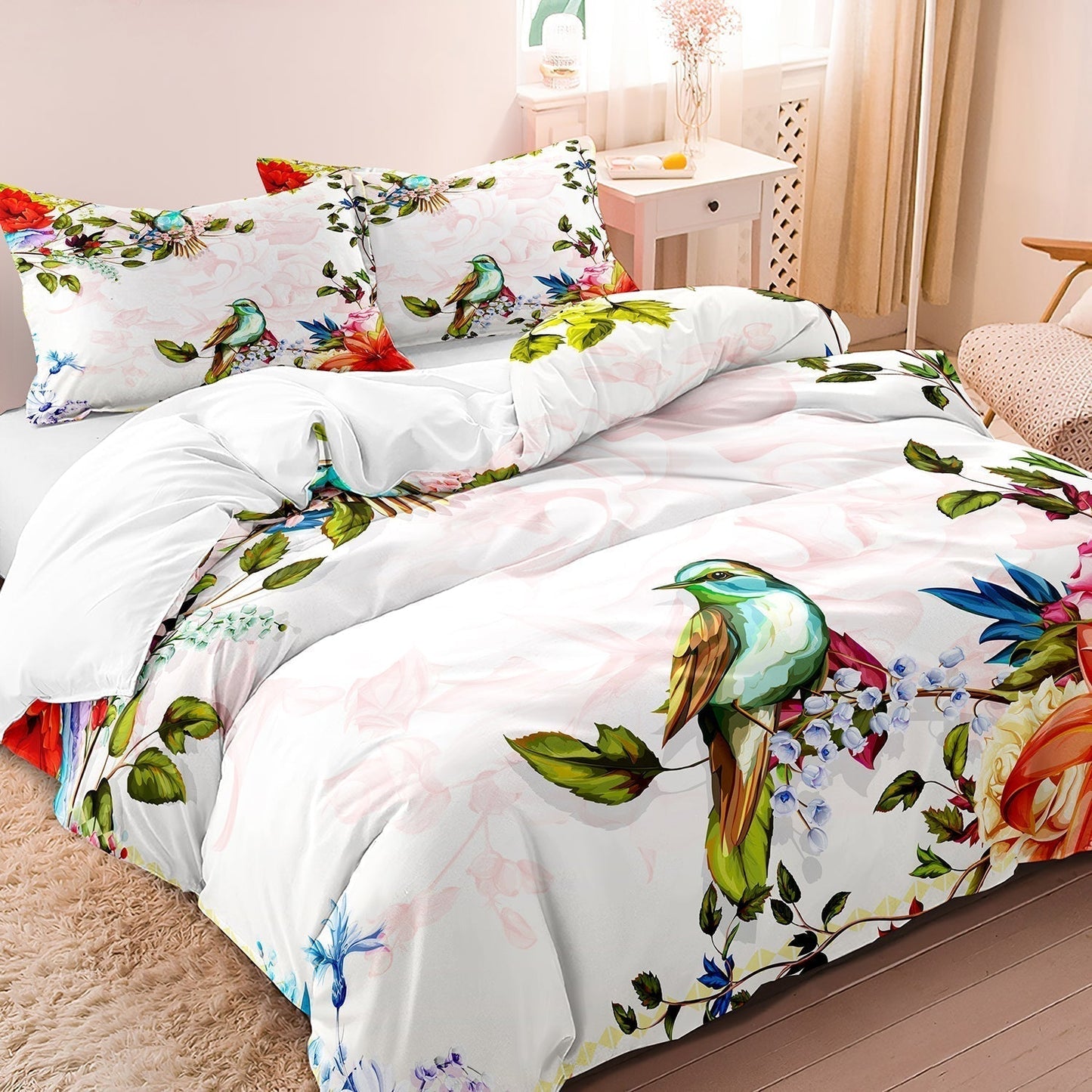 Skorter | FlightBloom - Luxurious Floral and Bird Bedding