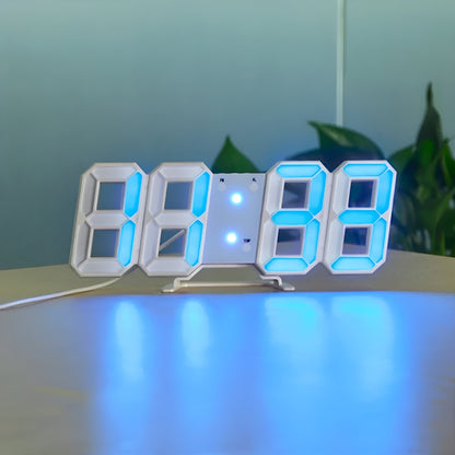 Skorter | PixelTime Clock – Modern 3D LED Digital Wall Clock with Temperature, Date & Alarm