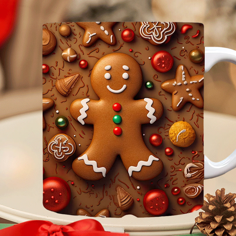 skorter | 3d Christmas Gingerbread Man Ceramic Coffee Mug