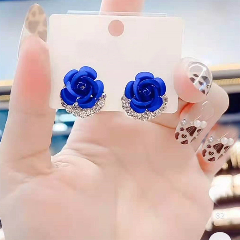Skorter | Blue Rose Stud Earrings