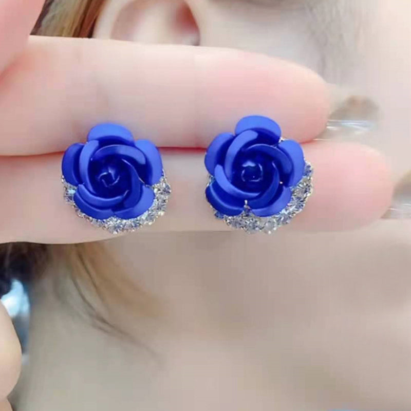 Skorter | Blue Rose Stud Earrings