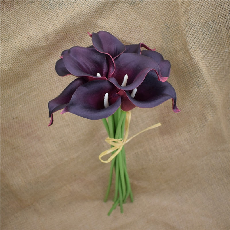 Skorter | 10 marine blue Calla lily PU Real Touch flowers wedding decoration bouquets table decoration artificial flowers home decor