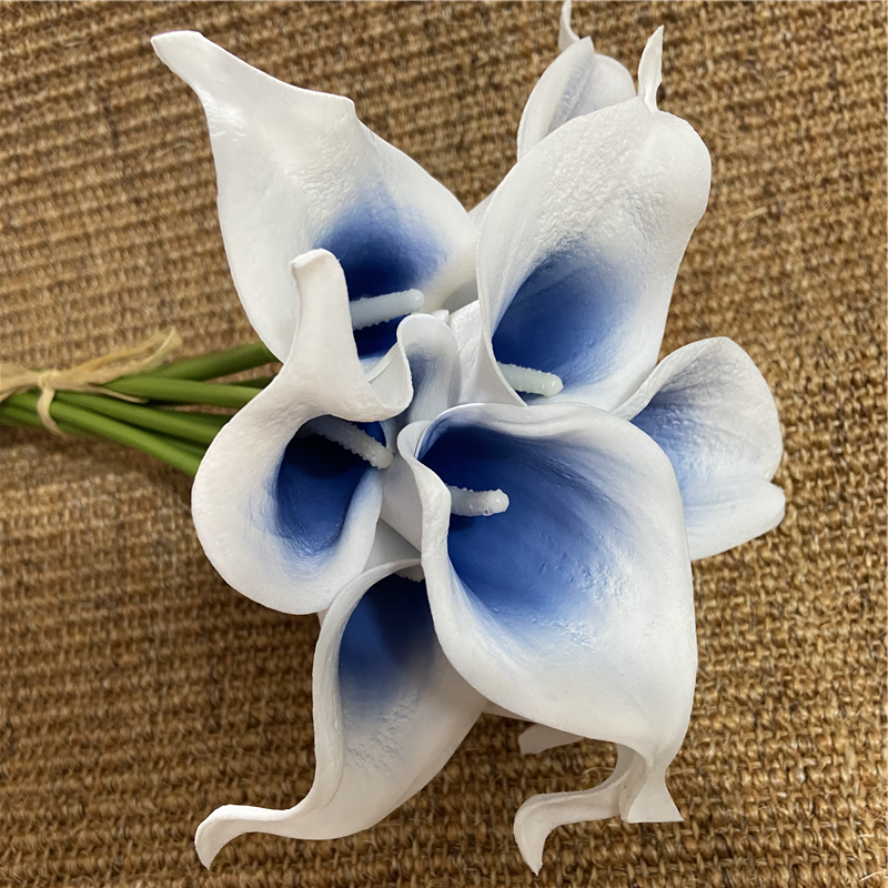 Skorter | 10 marine blue Calla lily PU Real Touch flowers wedding decoration bouquets table decoration artificial flowers home decor