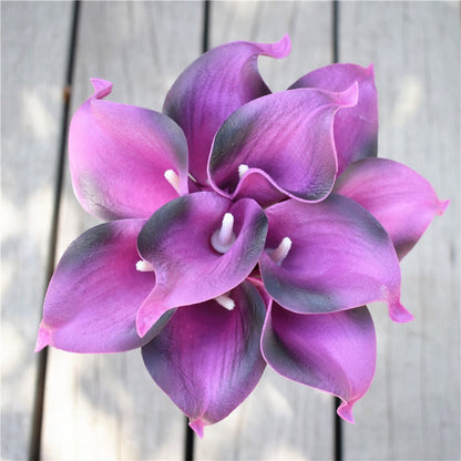 Skorter | 10 marine blue Calla lily PU Real Touch flowers wedding decoration bouquets table decoration artificial flowers home decor