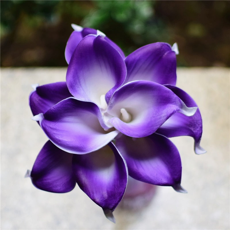 Skorter | 10 marine blue Calla lily PU Real Touch flowers wedding decoration bouquets table decoration artificial flowers home decor